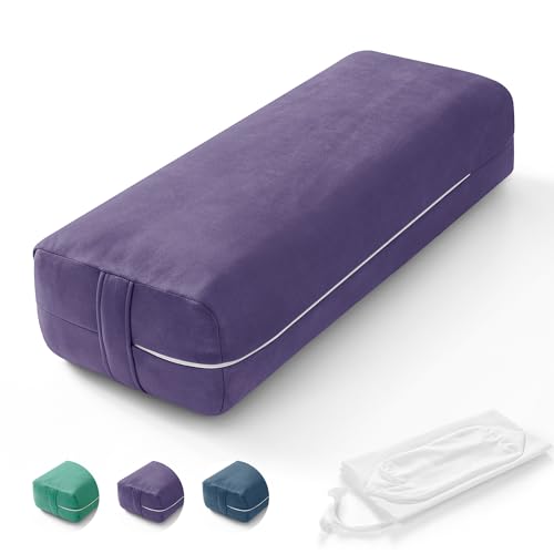 Rectangular Yoga Bolster Pillow with Washable Suede Cover, 27"X10"X5.5" W37997