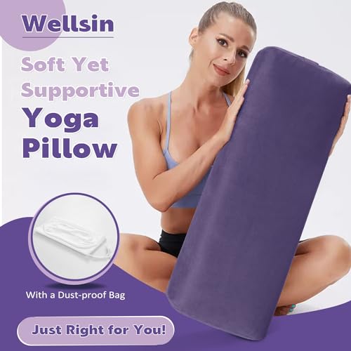 Rectangular Yoga Bolster Pillow with Washable Suede Cover, 27"X10"X5.5" W37997