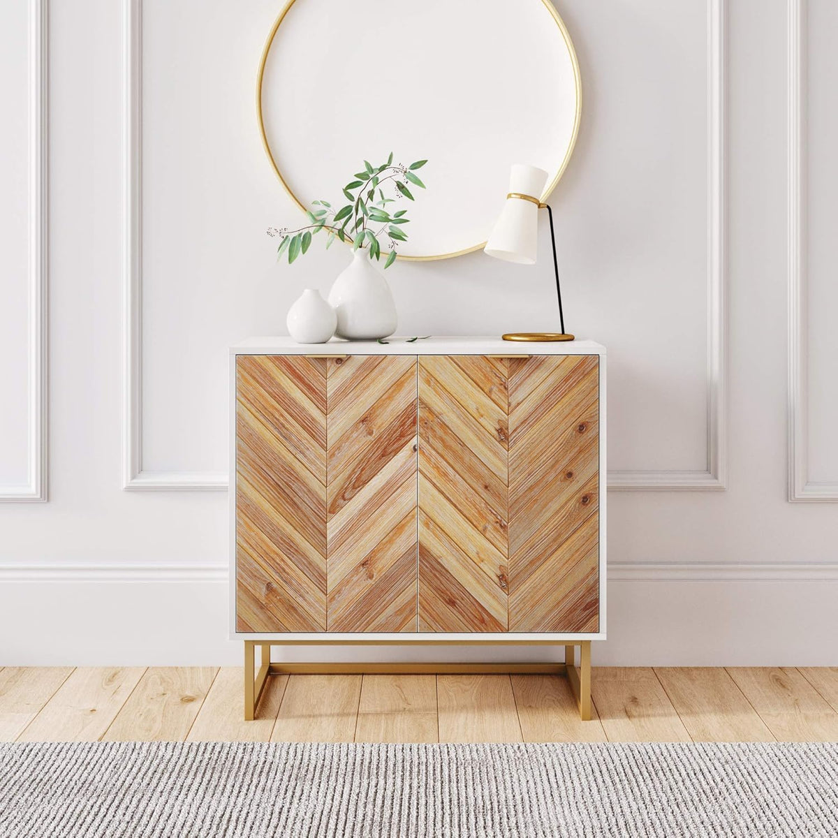 White Free Standing Accent Cabinet with Doors A560
