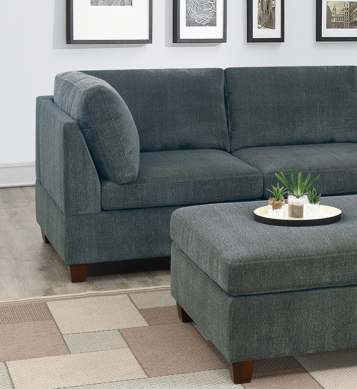Grey Chenille Modular Sectional 6pc Set S921824