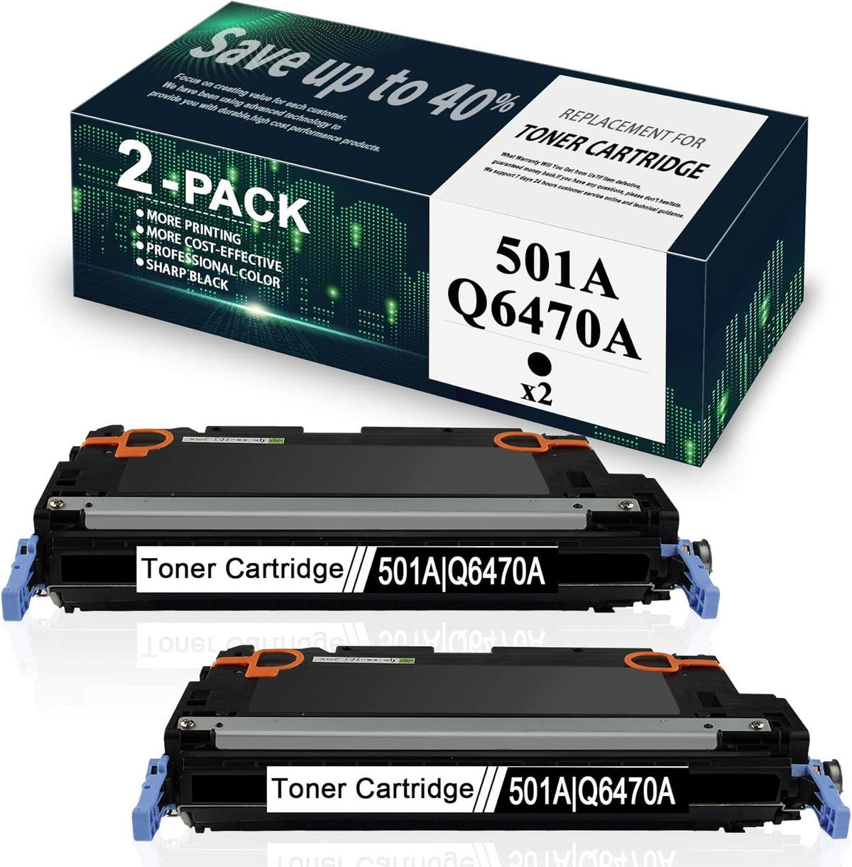 2 Pack Black Remanufactured Toner Cartridge for HP Color 3600 Printers J138910