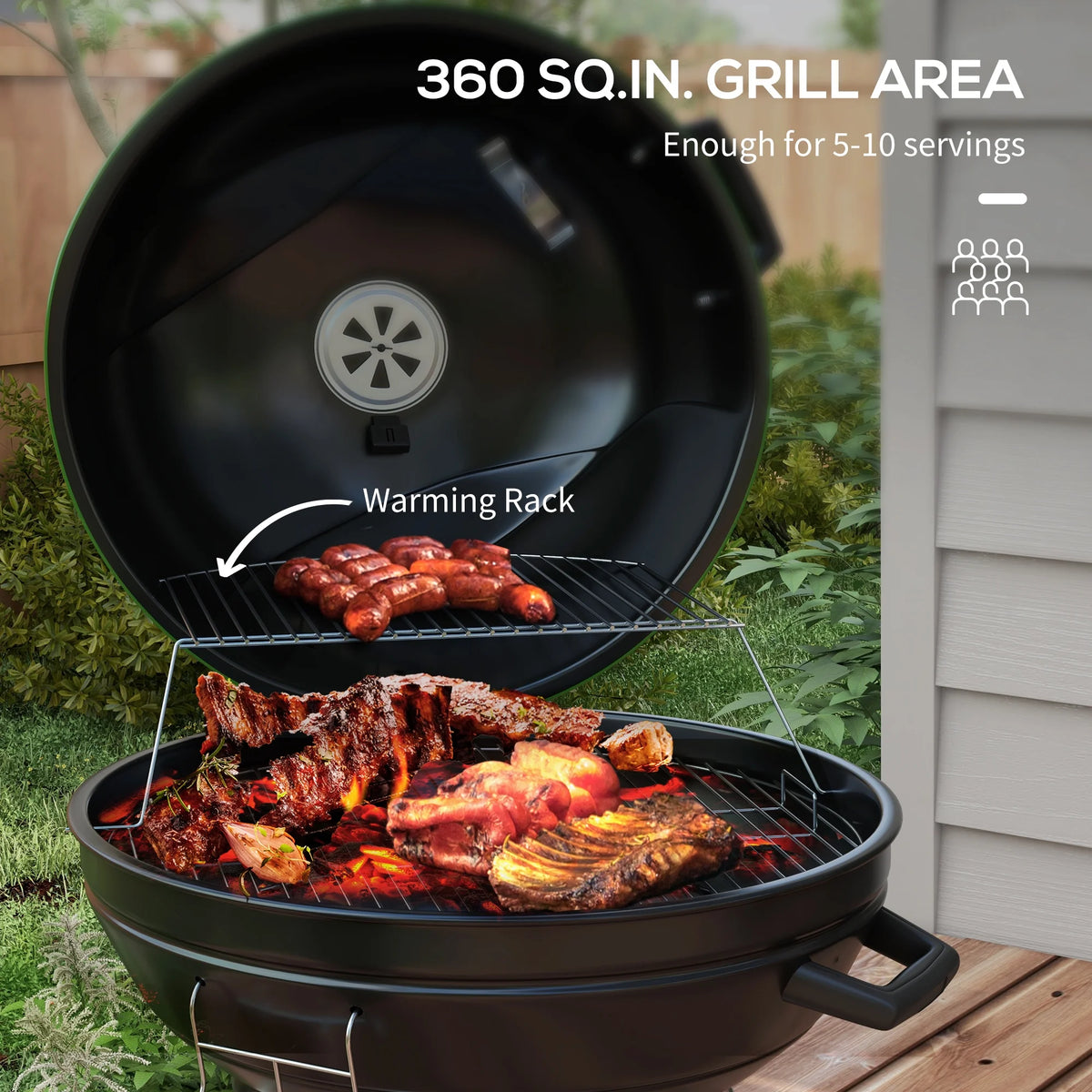 21 Kettle Charcoal BBQ Grill with Wheels U374083