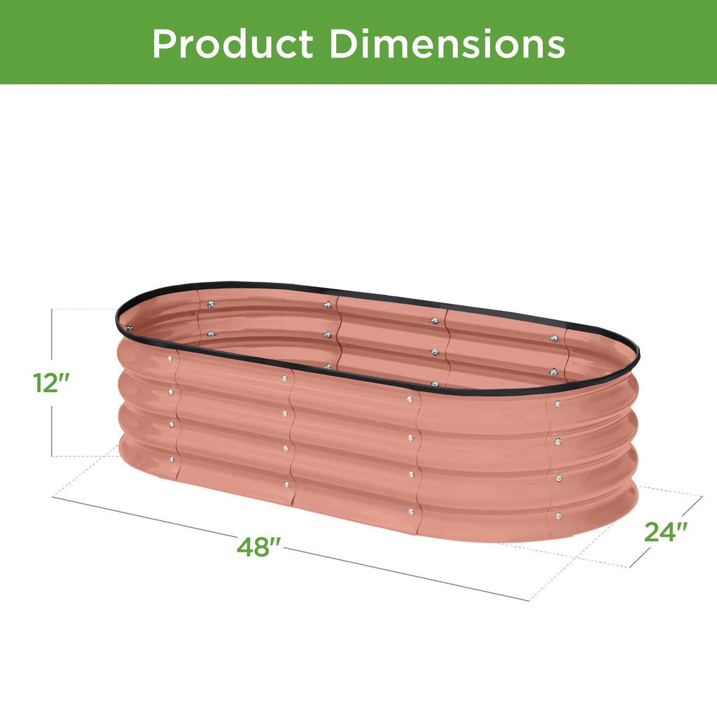 4x2x1ft Outdoor Raised Metal Oval Garden Bed R183632