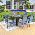 9-Piece Outdoor Patio Dining Set with Steel Table & Textilene Chairs V282