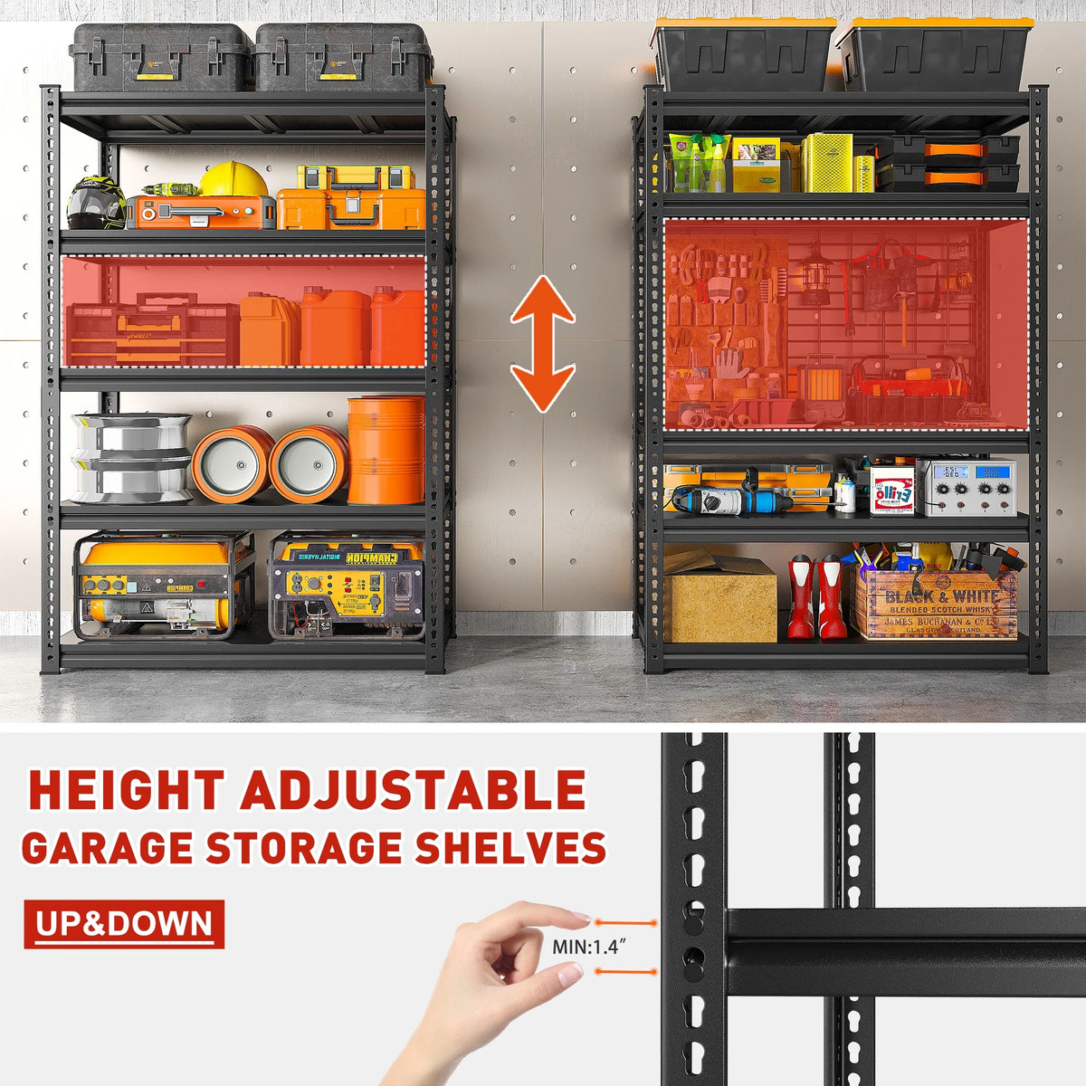 Heavy Duty 5 Tier Adjustable Metal Storage Shelves C867