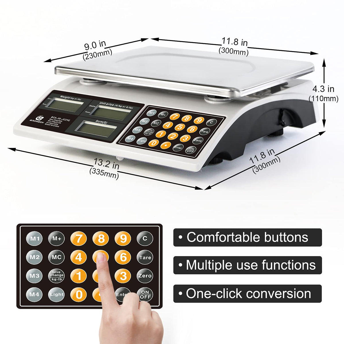 66lb Digital Commercial Food Weighing Scale with Green Backlight LCD L5588