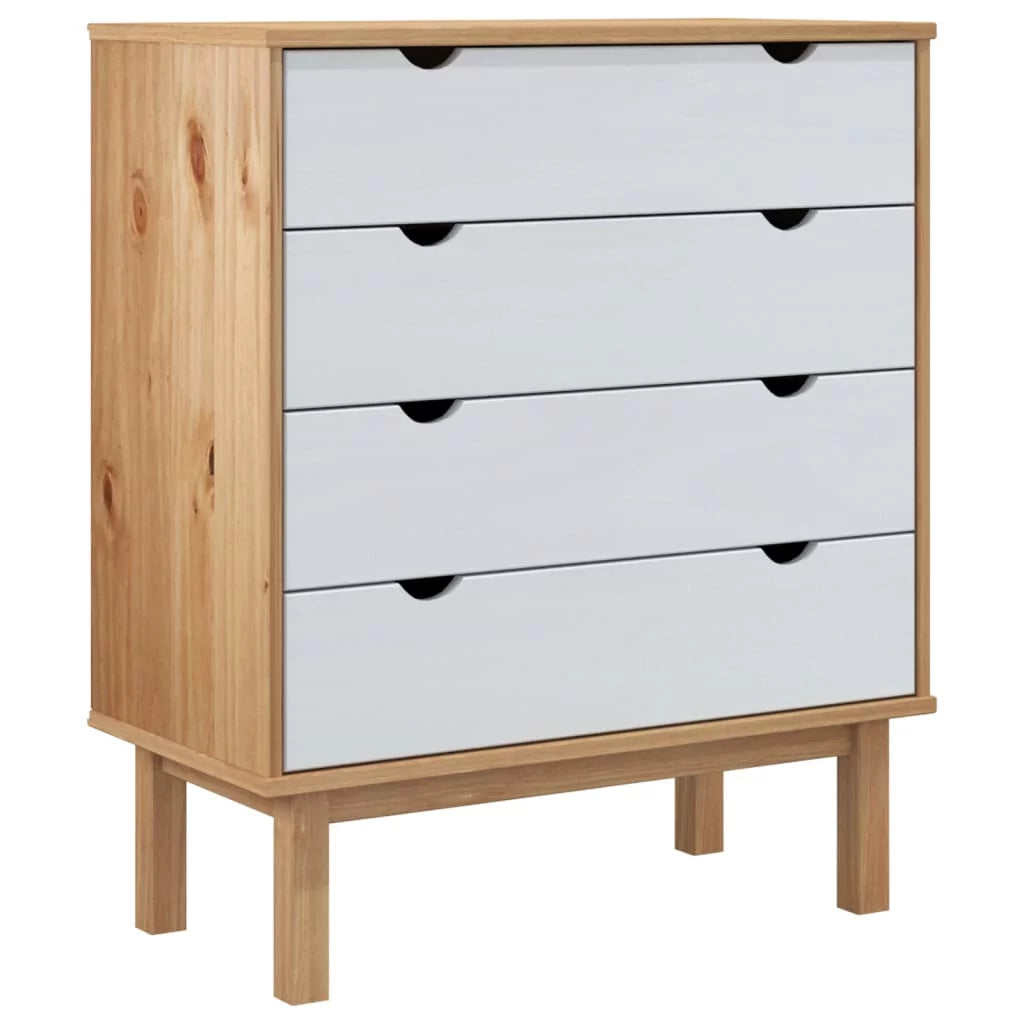 Brown&White Solid Wood Pine Drawer Cabinet B242