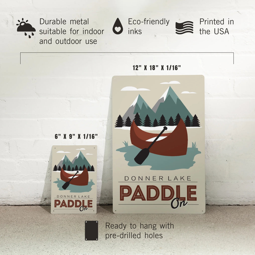 Maroon Canoe Metal Sign Decor F919099