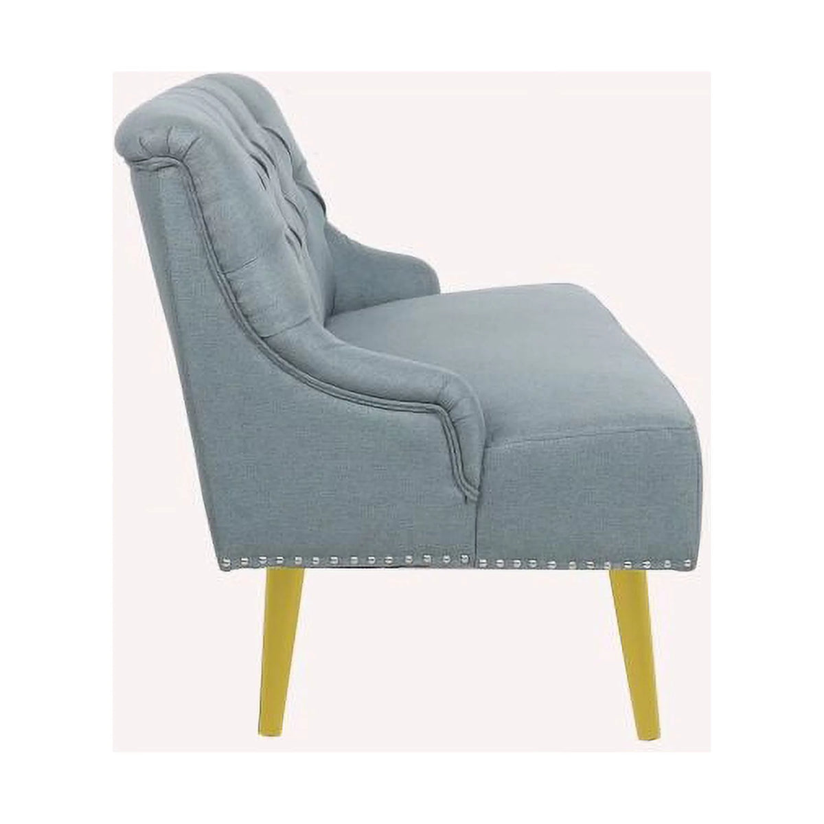 Light Blue Fabric Armless Loveseat W675416
