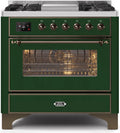 Emerald Green Bronze Trim Dual Fuel Propane Gas Range W2824