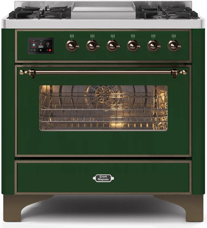 Emerald Green Bronze Trim Dual Fuel Propane Gas Range W2824