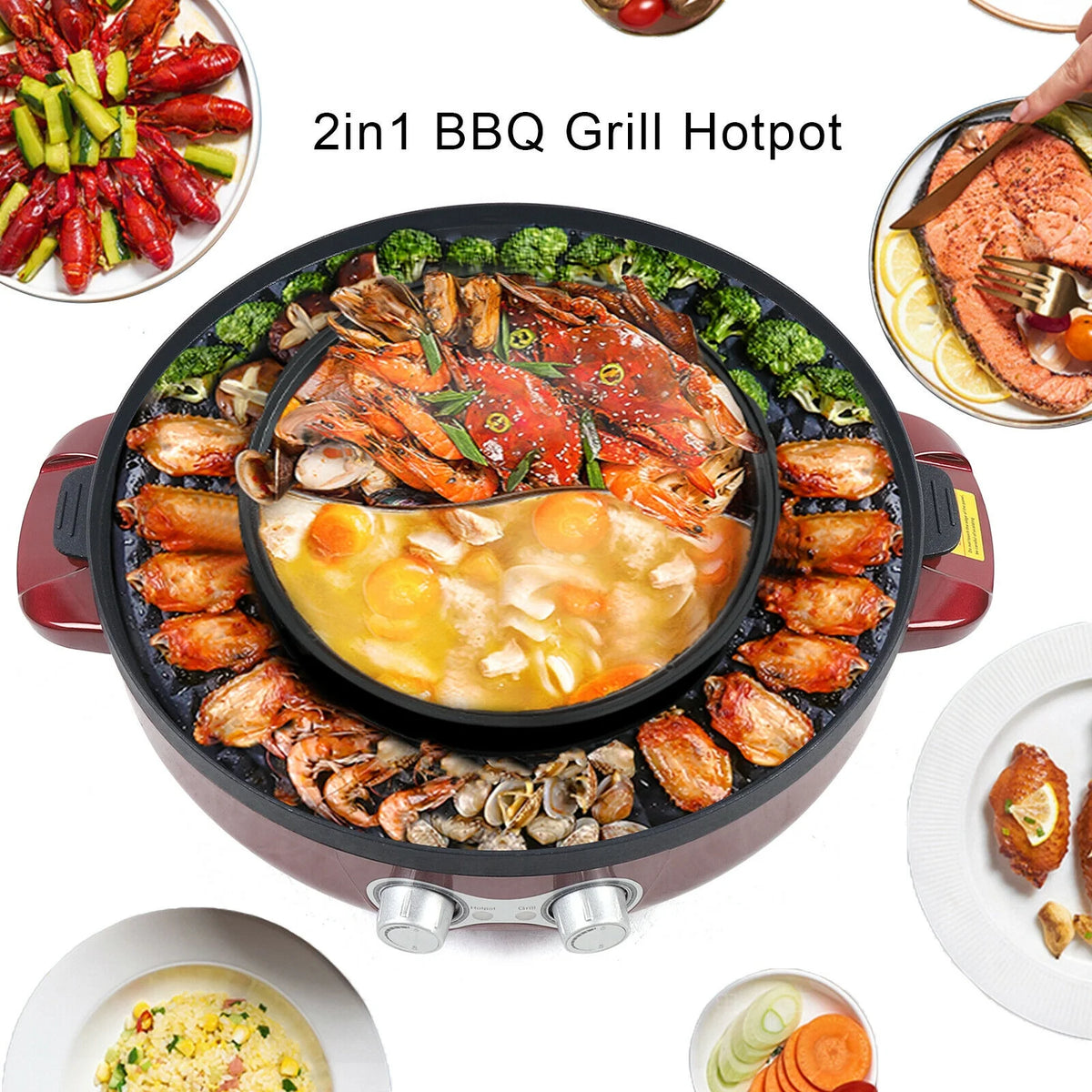 2 In 1 Electric Grill & Hot Pot 2200W D24186