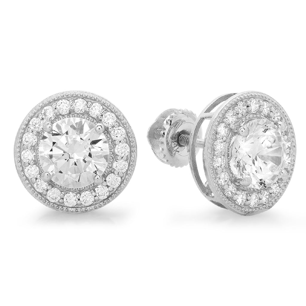 18K White Gold Diamond Earrings O256