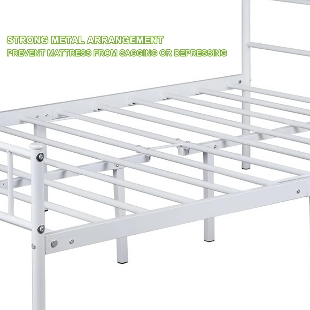 Queen Size Metal Platform Bed Frame with Headboard E86433