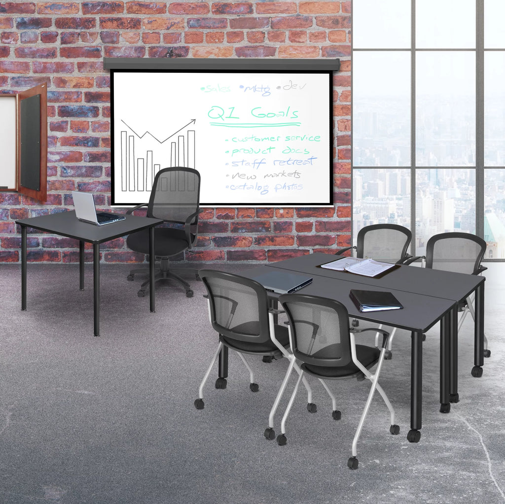 30" Square Folding Breakroom Table Grey Black M66913
