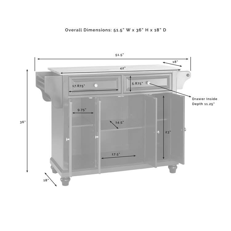 Mahogany/White Granite Top Full Size Kitchen Island/Cart O912