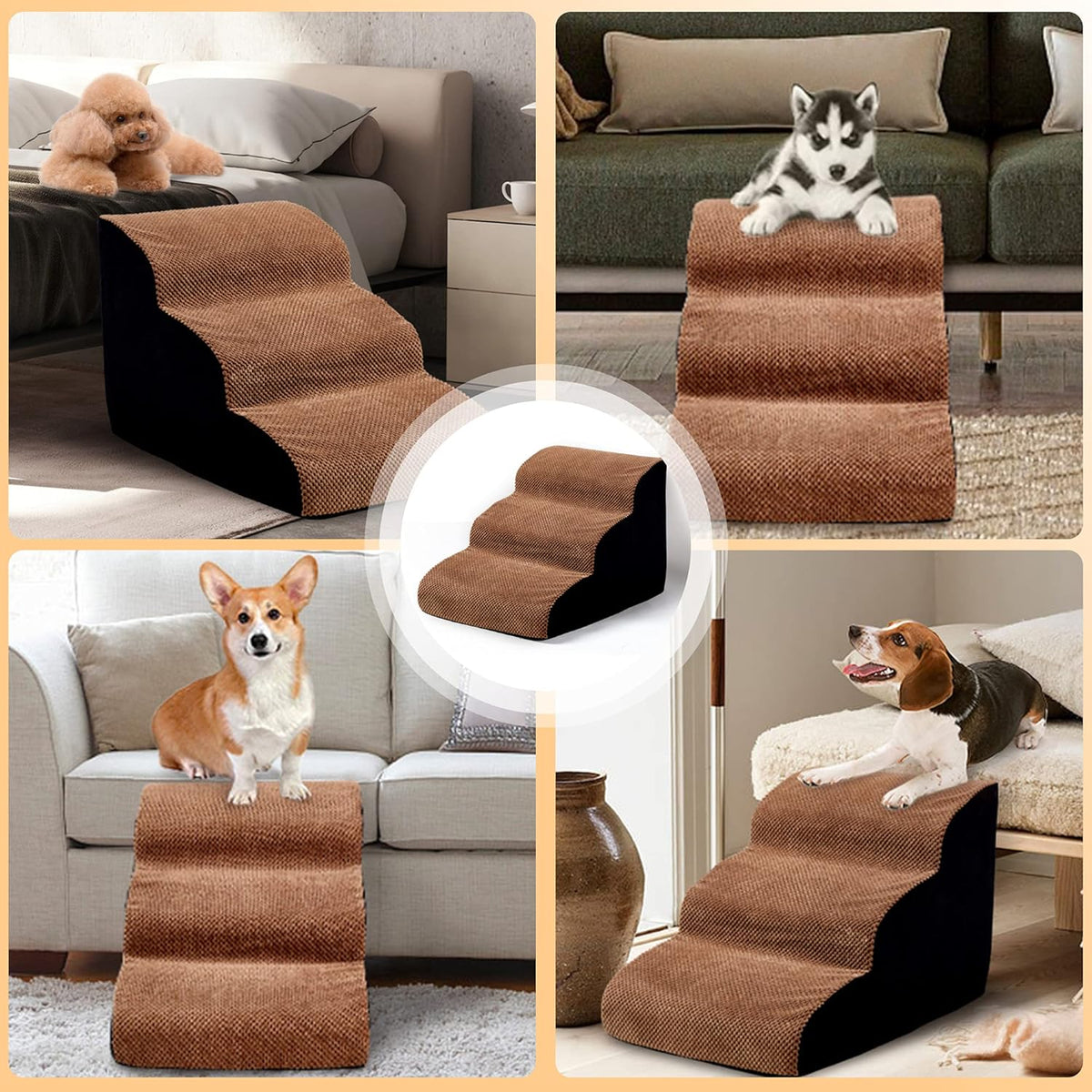3 Tiers Foam Dog Ramps Non-Slip Pet Step S4177