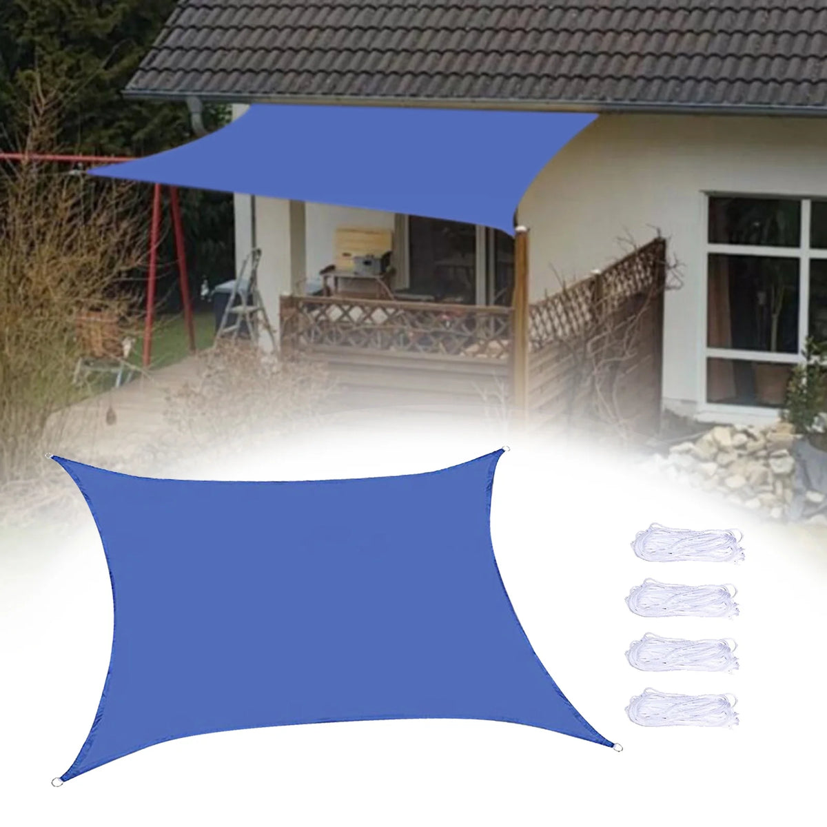 Blue Rectangle Sunscreen Awning Tarp V780849