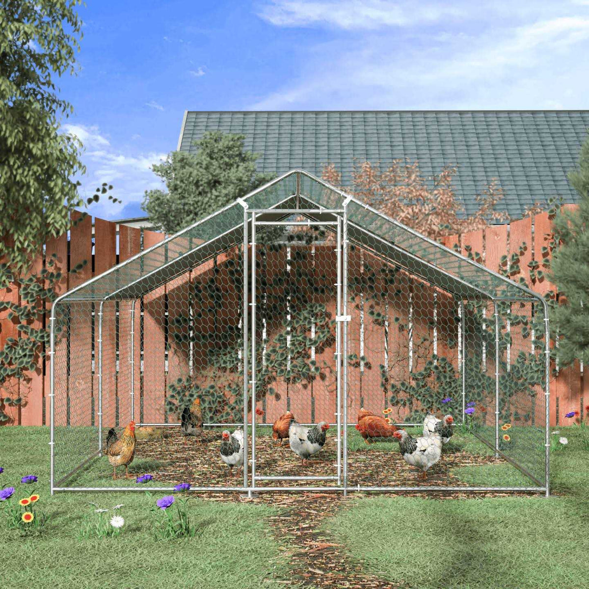 Extra Large Metal Chicken Coop with Waterproof and Anti-Ultraviolet L34863