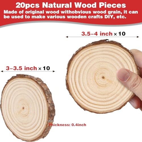 20 Pcs Natural Round Wood Slices Craft Kit R320037