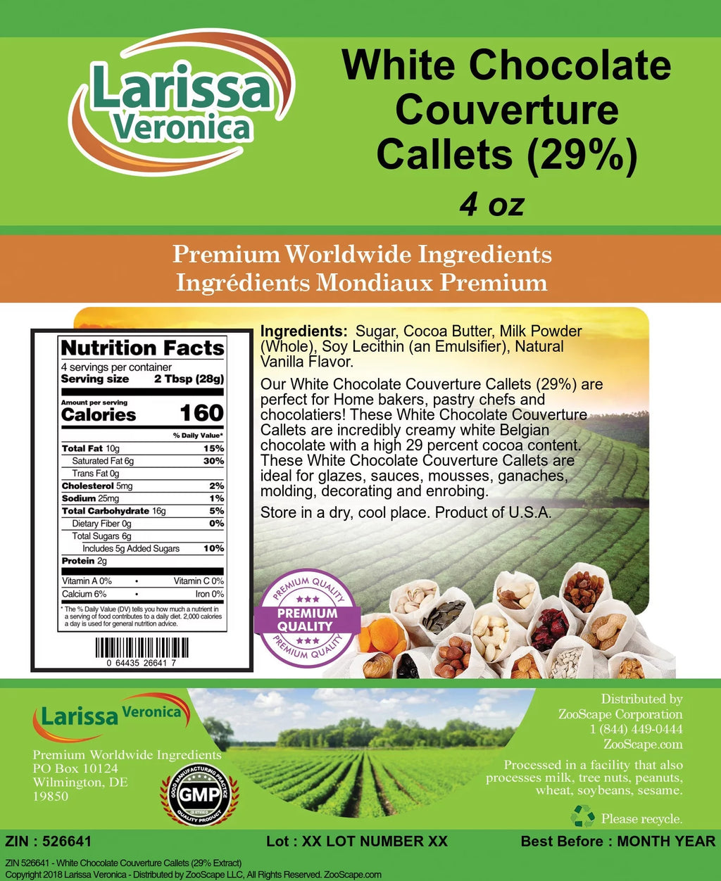 White Chocolate Couverture Callets 4 oz 3-Pack K10430