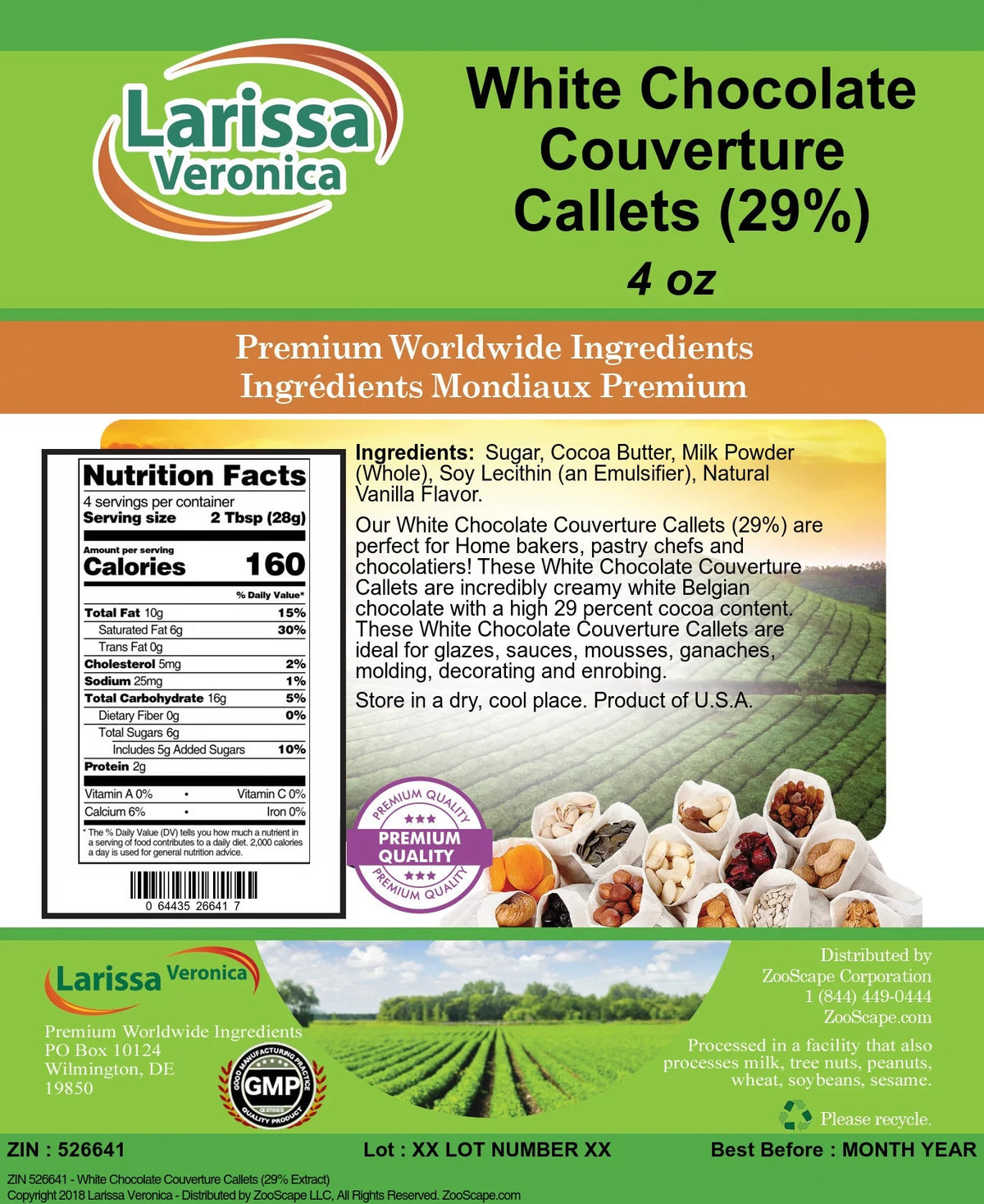 White Chocolate Couverture Callets 4 oz 3-Pack K10430