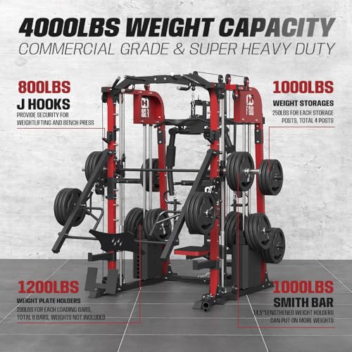 Commercial Smith Machine with Squat Rack and Cable Crossover W62498