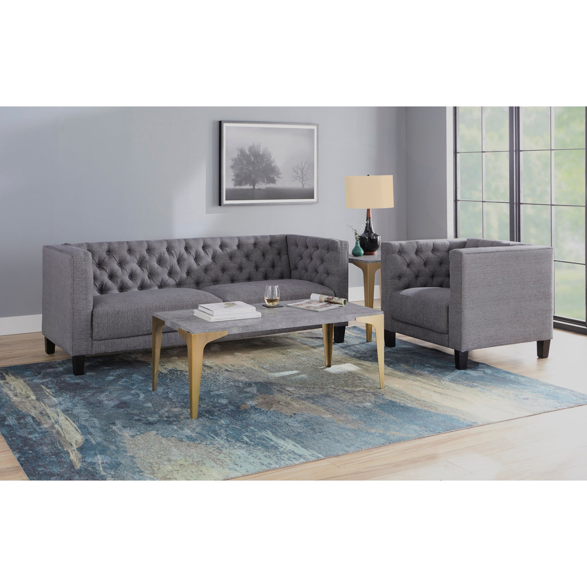 Modern Chesterfield Back Accent Chair Velvet M6324