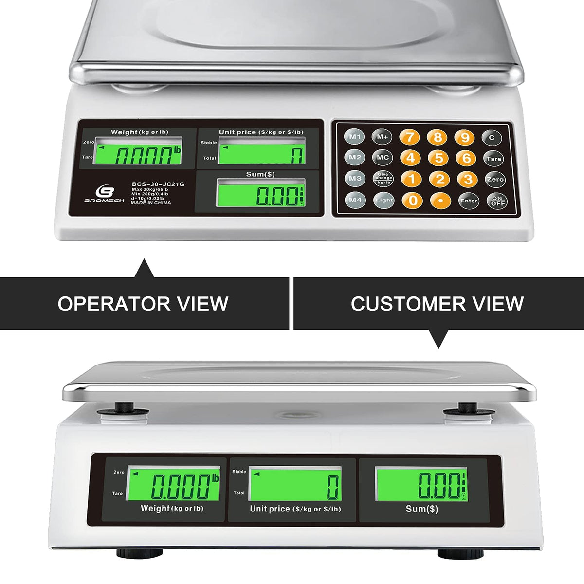 66lb Digital Commercial Food Weighing Scale with Green Backlight LCD L5588