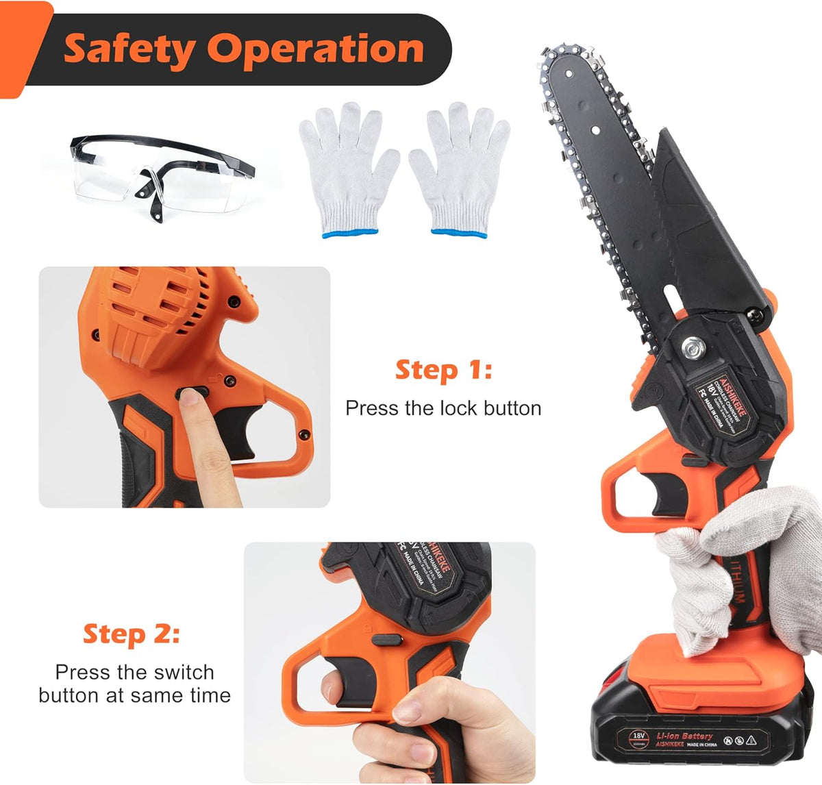Mini Chainsaw 6 Inch Cordless Pruning Saw with 2 Rechargeable Battery P792103