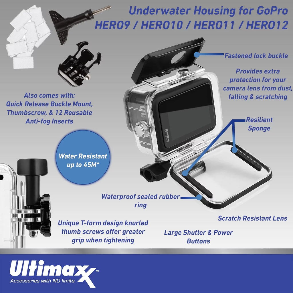 GoPro Hero 12 Bundle with 64GB Memory Card, 2x Batteries, Underwater Housing G4087