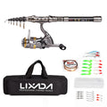 Telescopic Fishing Rod and Reel Combo Full Kit with 100M Fishing Line Lures Hooks Jig Head and Carrier Bag Case X1516