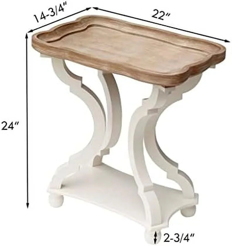 Farmhouse Wood Accent Table with Tray Top C651