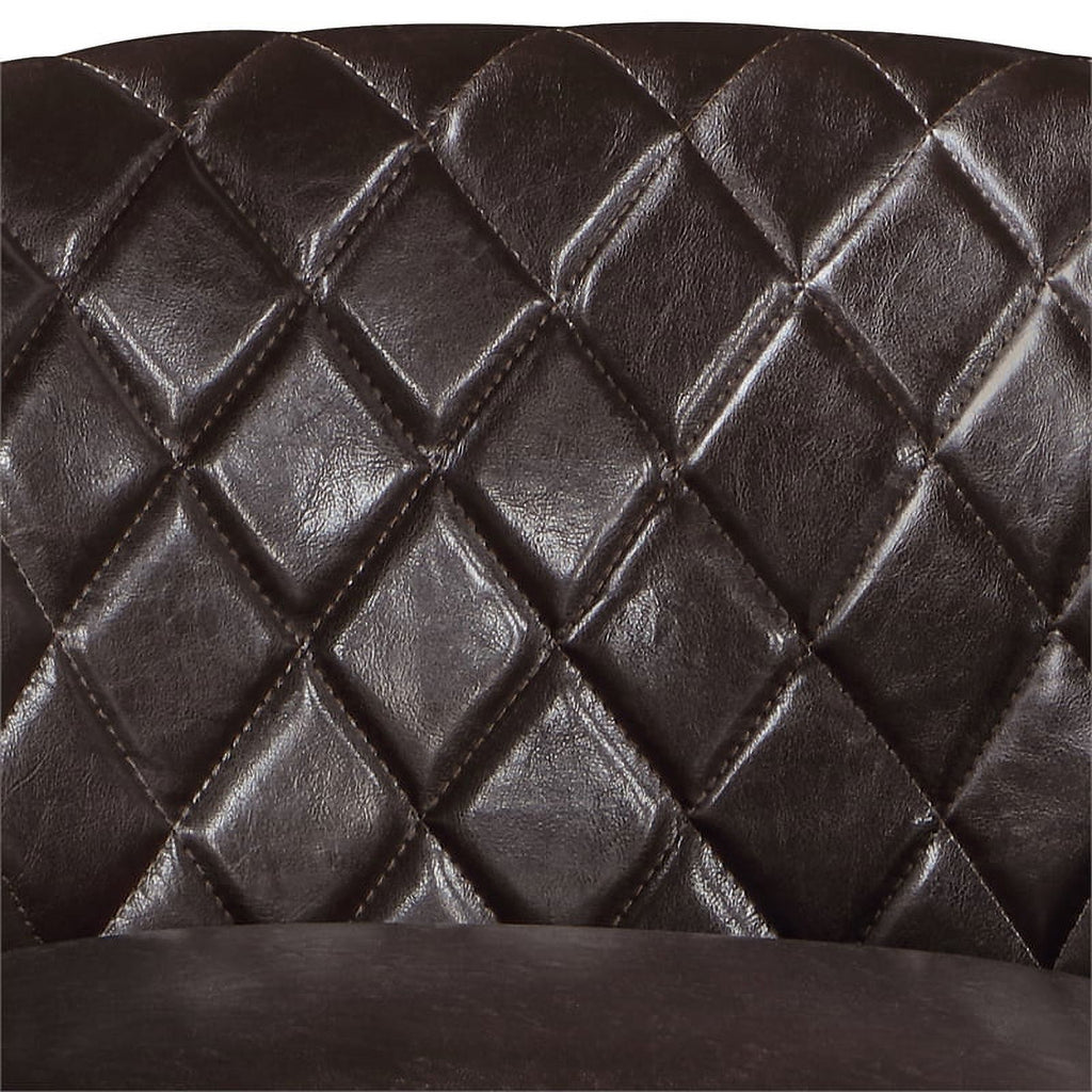 Espresso Faux Leather Fabric Accent Chair with Ottoman J84091