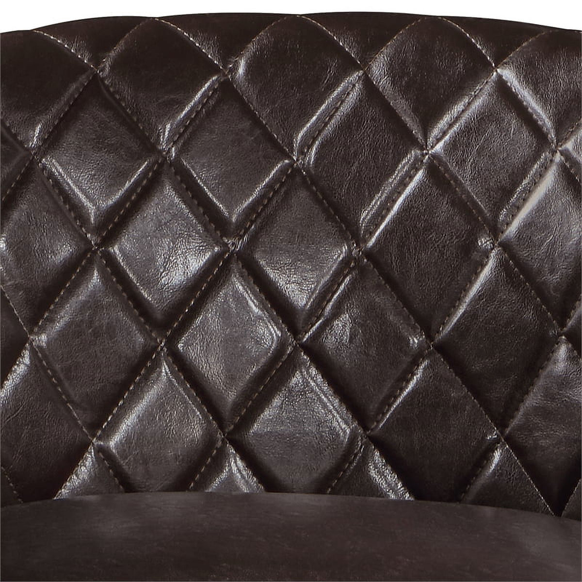 Espresso Faux Leather Fabric Accent Chair with Ottoman J84091