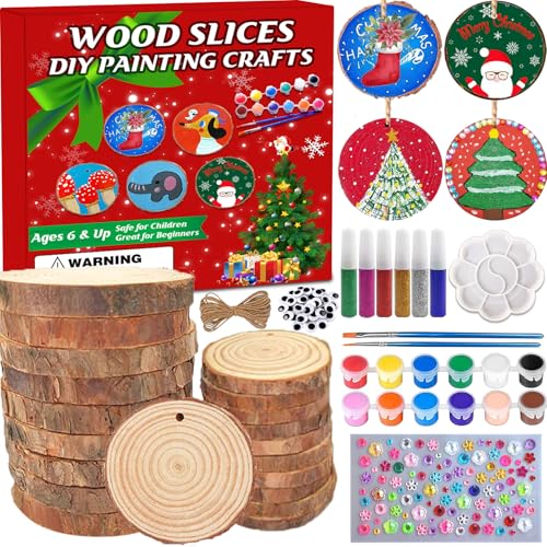 20 Pcs Natural Round Wood Slices Craft Kit R320037