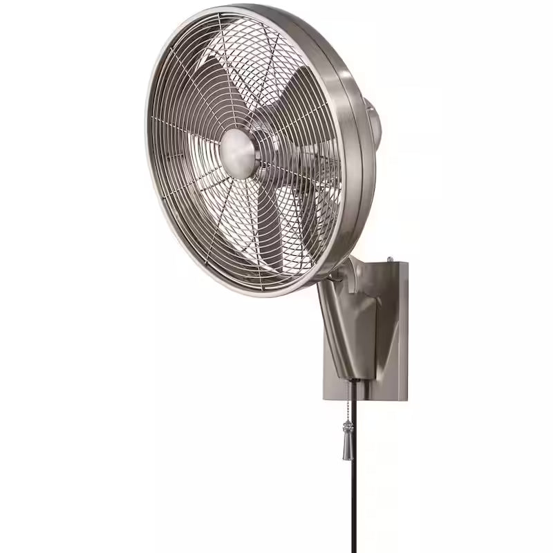 15 in. Indoor/Outdoor Brushed Nickel Wall Mount Fan Y663290