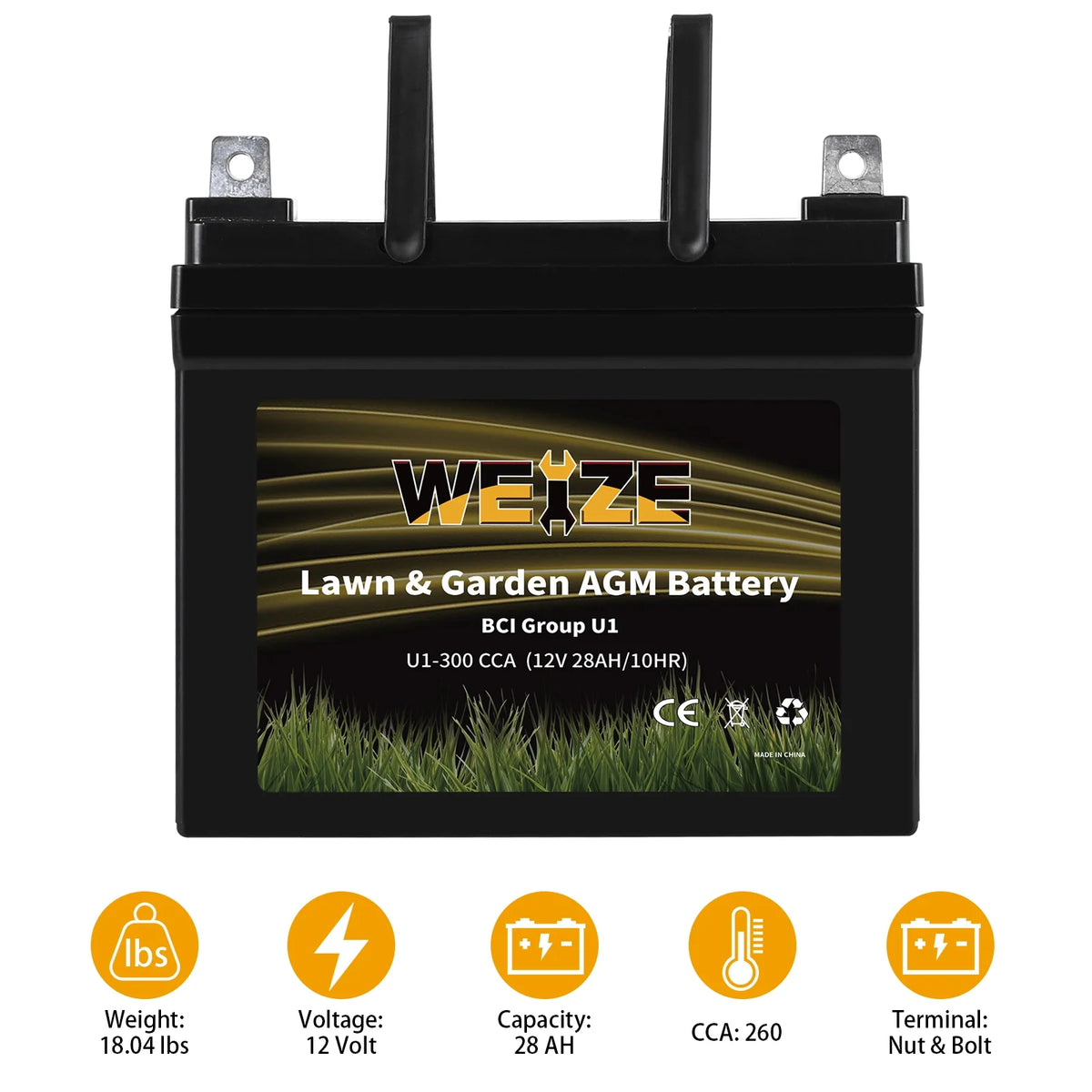 12V 300CCA BCI Group U1 SLA Battery E59085