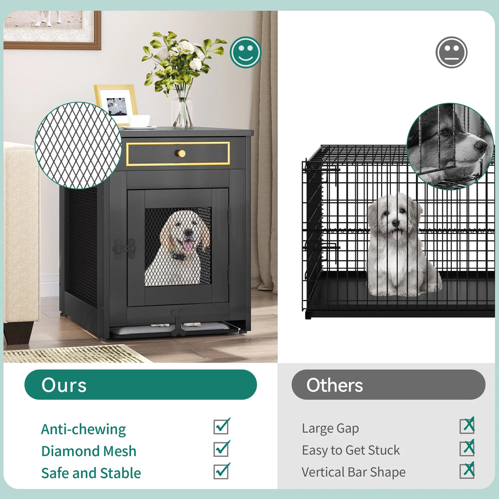Black Wooden Dog Kennel End Table M6613