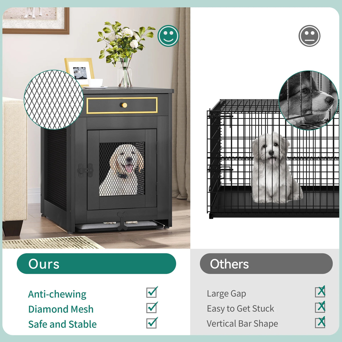 Black Wooden Dog Kennel End Table M6613