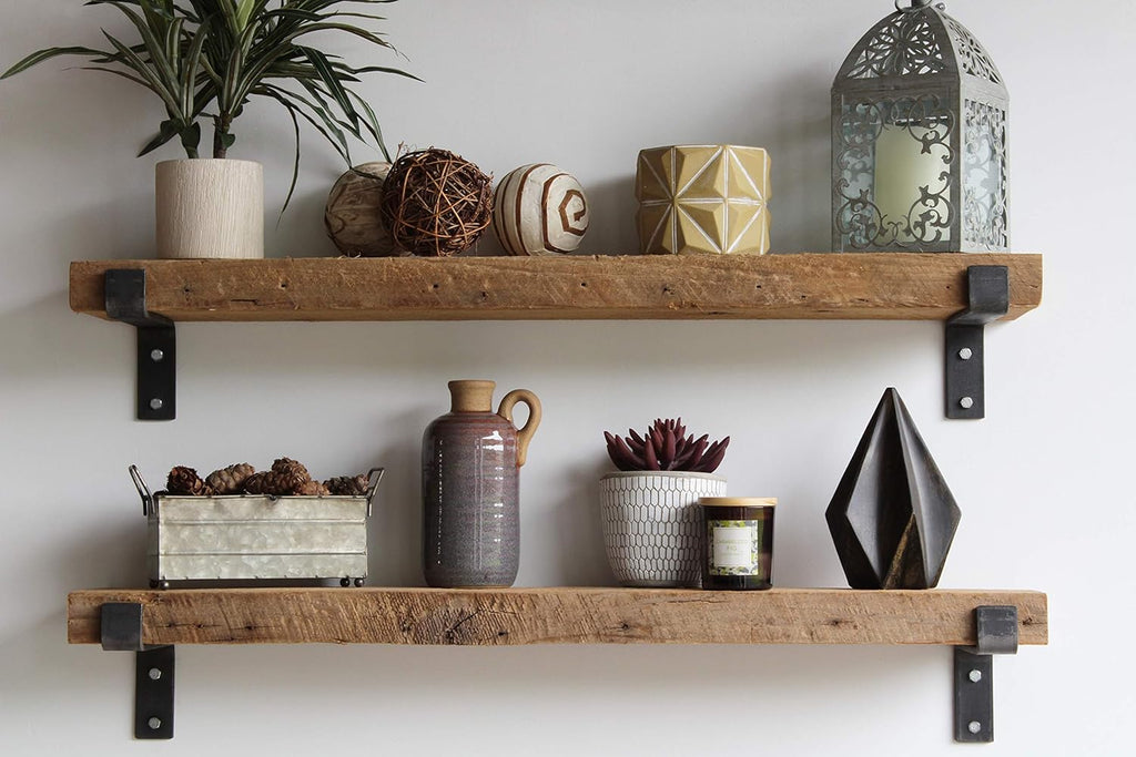 Reclaimed Wood Accent Shelves, Set of Two, 24 Inches F12341