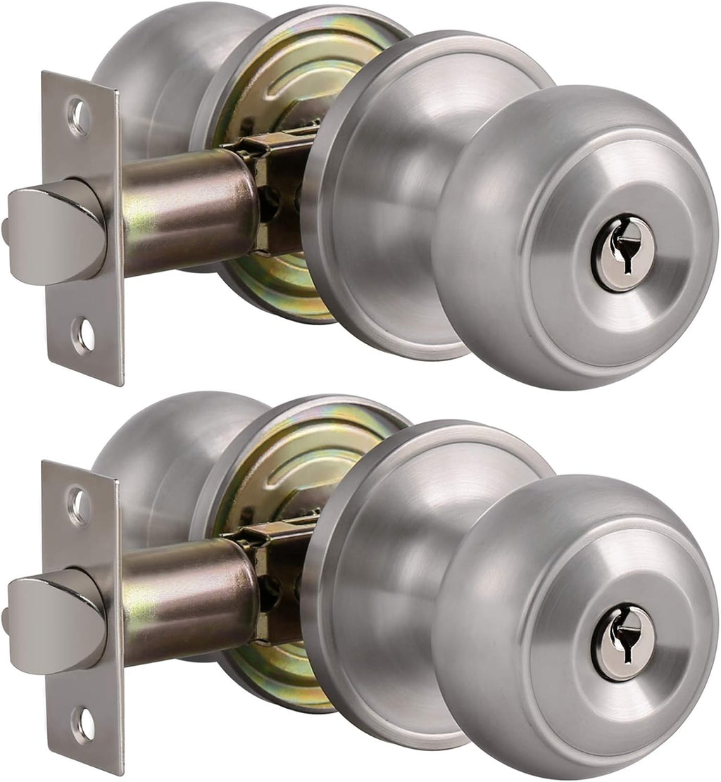 6 Pack Stainless Steel Flat Ball Door Knob Brushed Nickel Finish Pack of 2 I44428