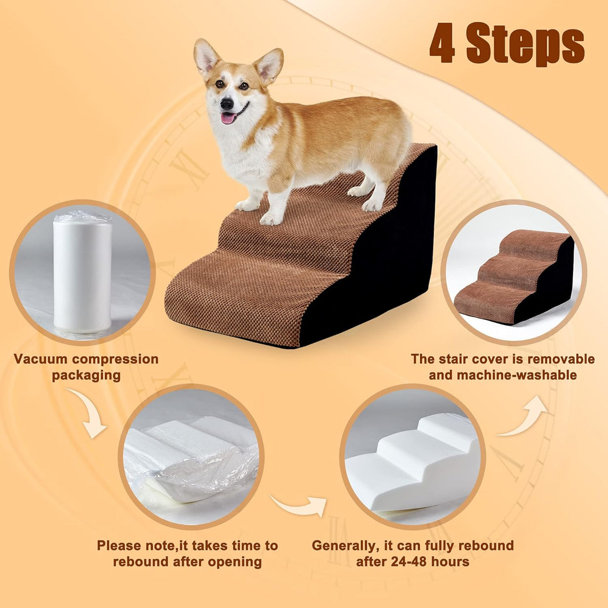 3 Tiers Foam Dog Ramps Non-Slip Pet Step S4177