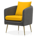 Yellow Grey Upholstered Barrel Armchair T28179