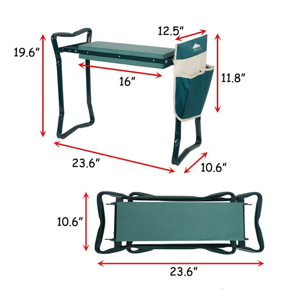 Folding Garden Kneeler Seat Portable Bench Stool with Kneeling Pad Y54520