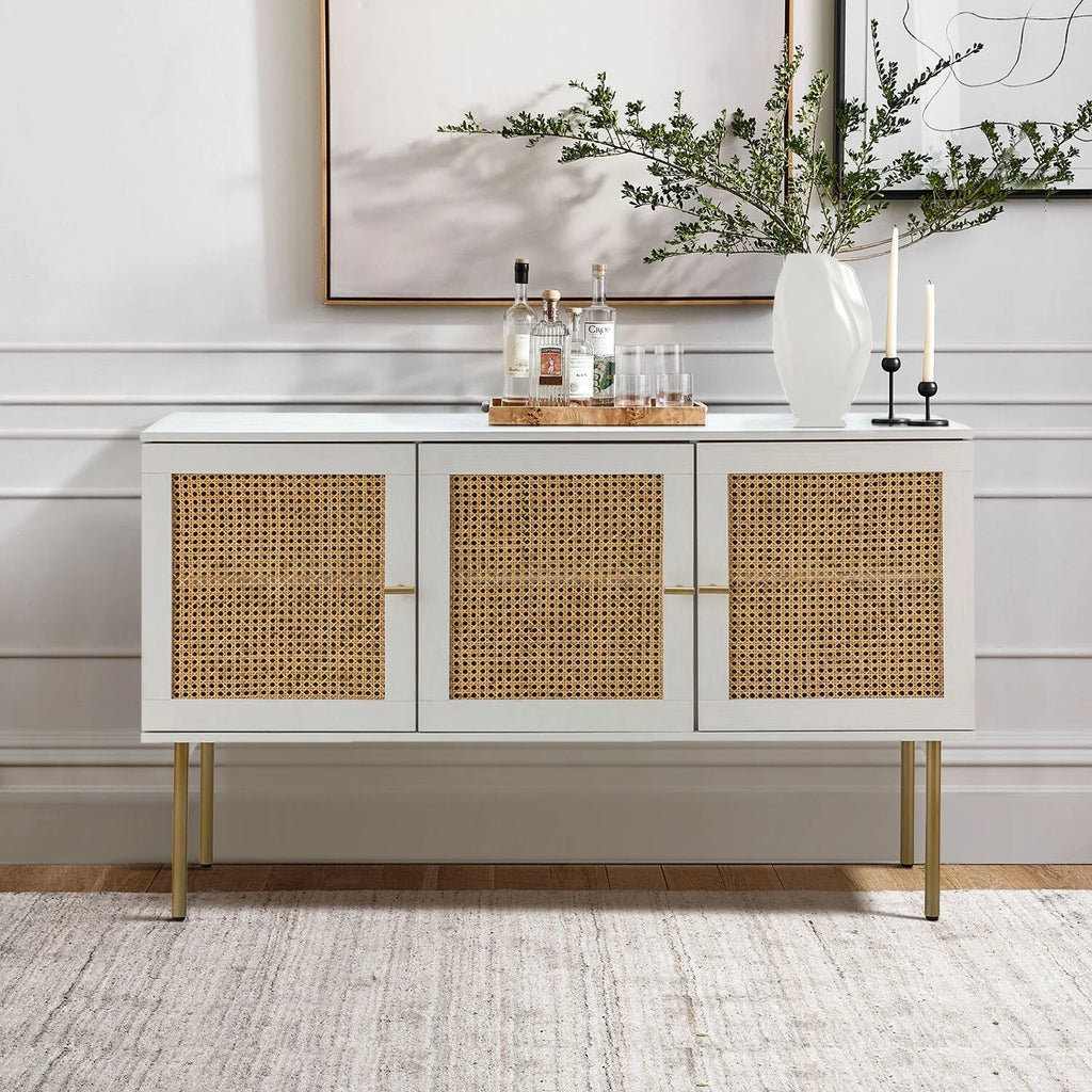 White 3 Door 2 Shelf Sideboard E949
