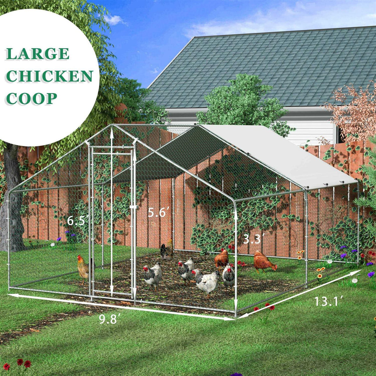 Extra Large Metal Chicken Coop with Waterproof and Anti-Ultraviolet L34863