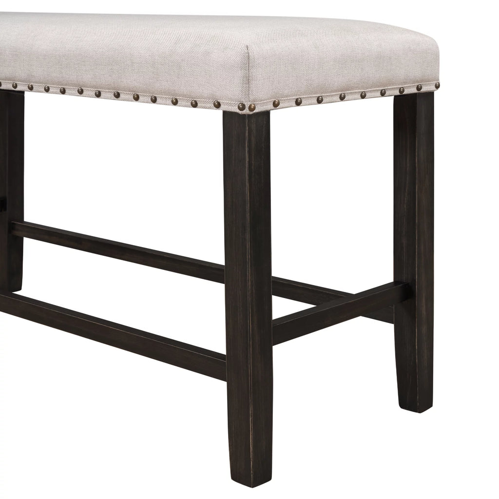 Rustic Wooden Upholstered Dining Bench U868136