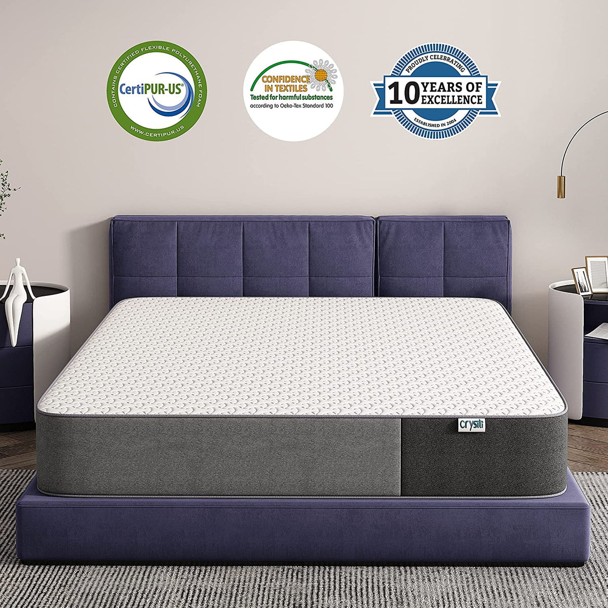 10 Inch Gel-Infused Memory Foam Pillow Top Twin Size Mattress C96390