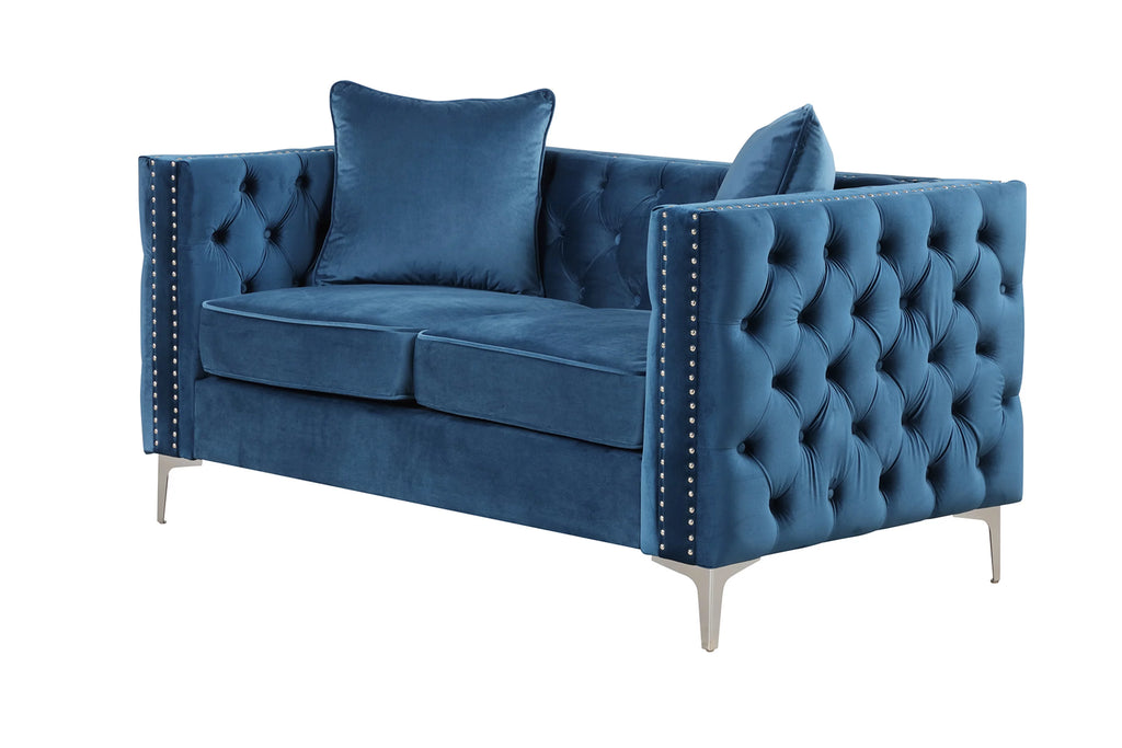 Blue Velvet 2 Pieces Sofa and Loveseat V8342